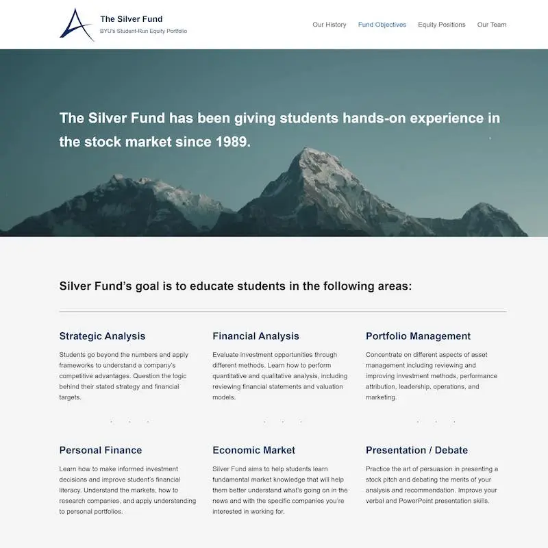 Silver Fund Visitor Site Screenshot